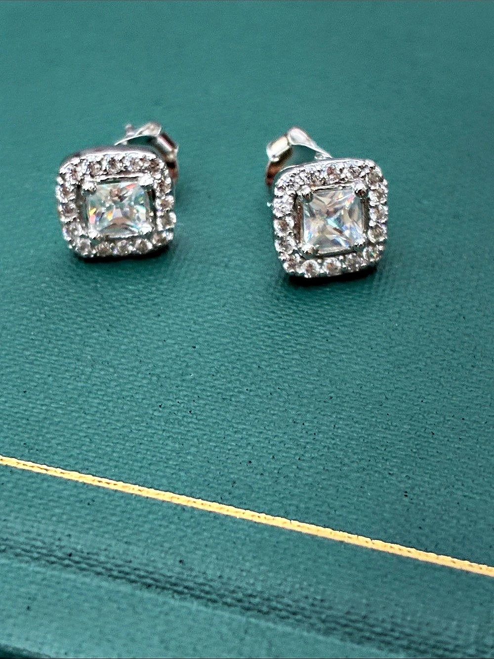 Halo Square Stud Earrings
